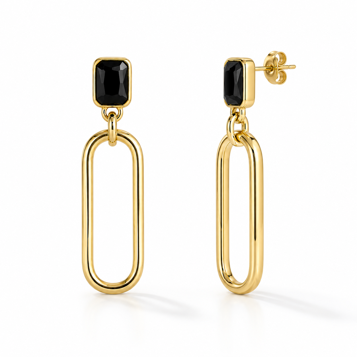 Black Onyx Paperclip Earrings