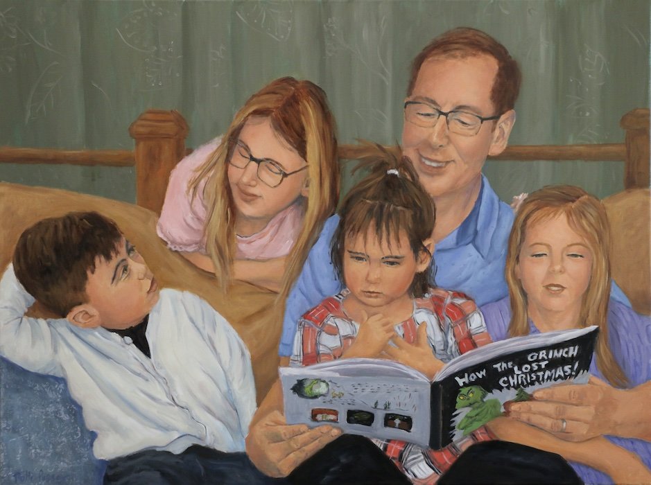  Grandpa Leon and Grandchildren  30" x 40"  Private collection 