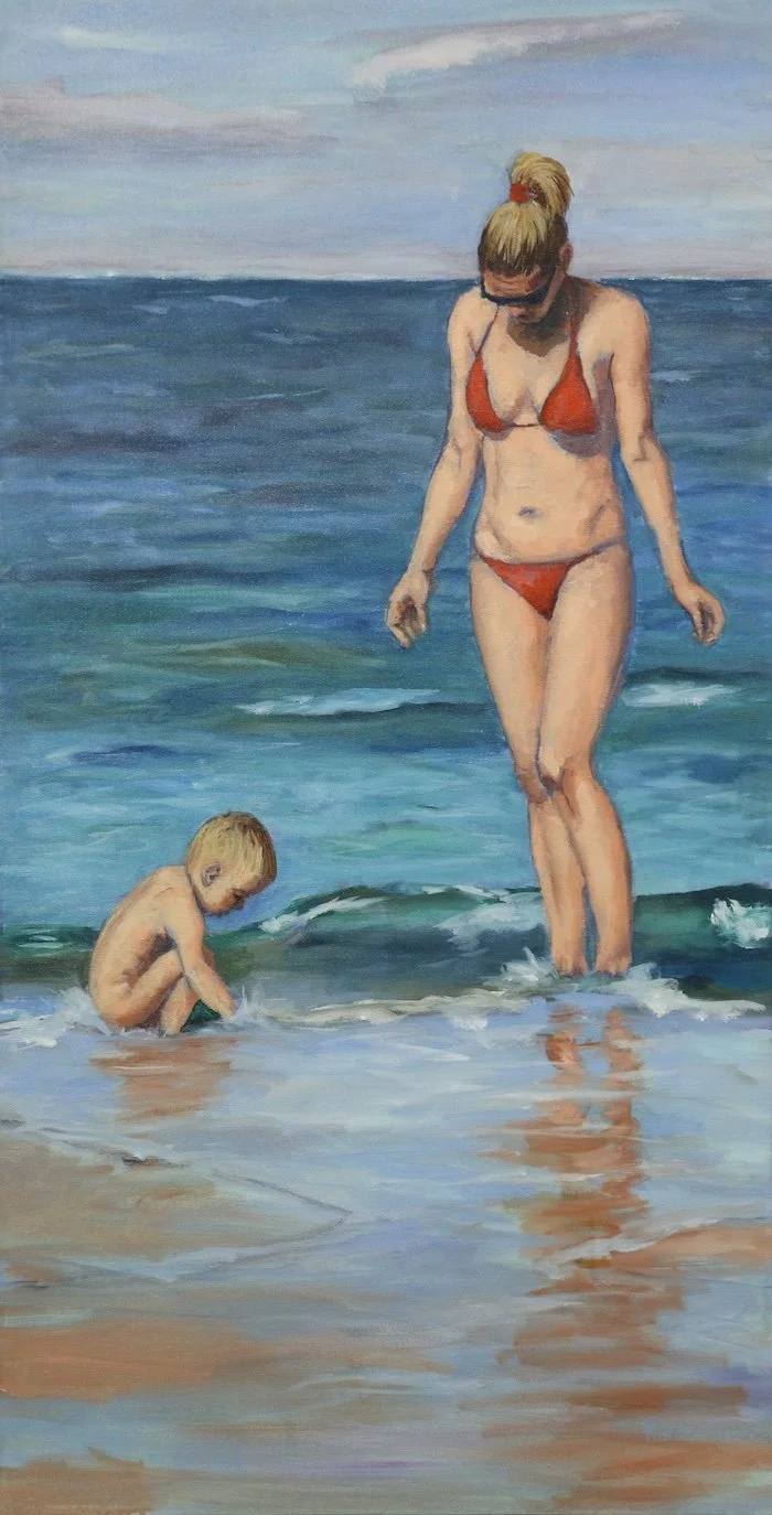  Playing in the Waves  40" x 20" $1500
