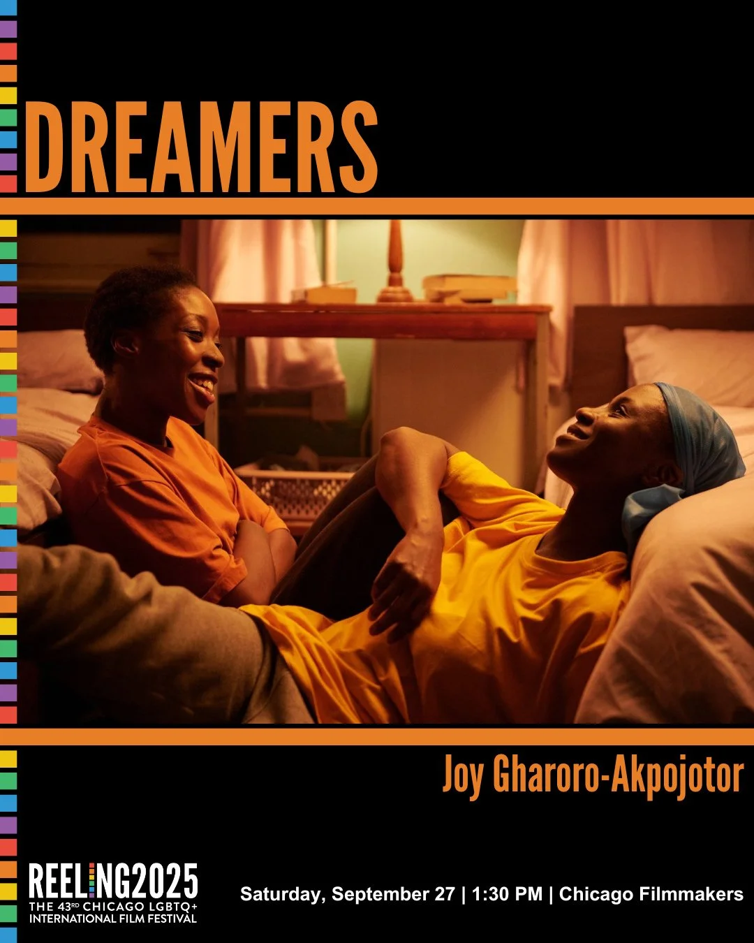 We're screening DREAMERS at Chicago Filmmakers tomorrow, Sept. 27, at 1:30!⁠
⁠
DREAMERS masters the portrayal of sapphic love in this timely story of two African women who fall for each other while awaiting a verdict in the confines of an immigrant d
