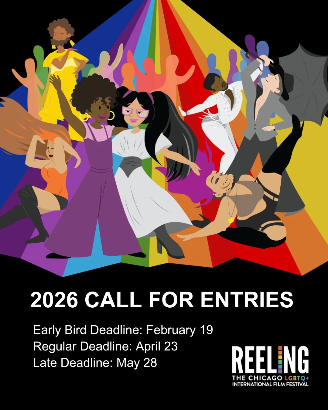 We're open for Reeling 2026 submissions! Send us your queer shorts and features, your narrative and experimental. We.👏Need.👏Your.👏Work.👏⁠
⁠
Early Bird Deadline: February 19⁠
Regular Deadline: April 23⁠
Late Deadline: May 28⁠
⁠
Submit at the link 