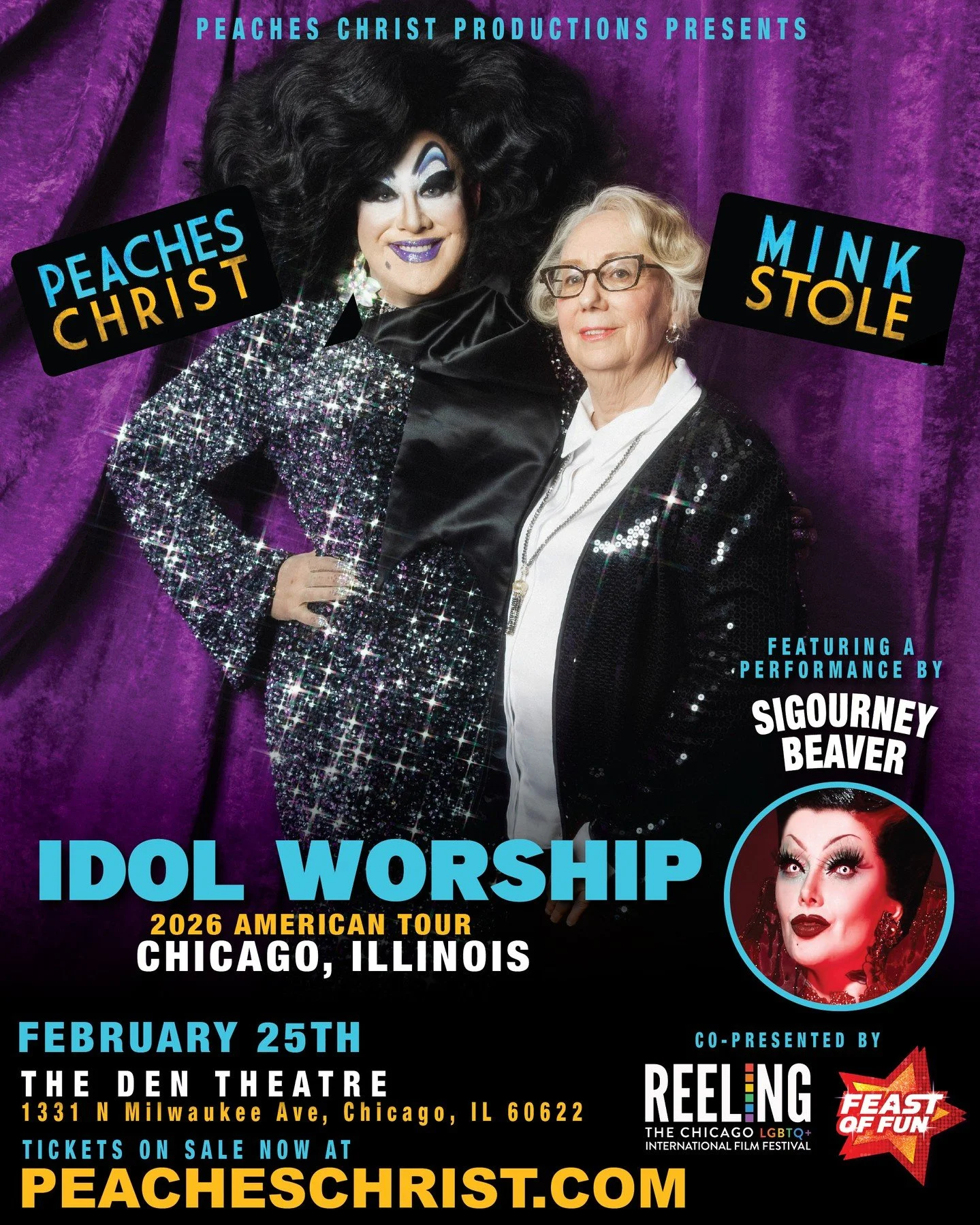We may be months out from this year's festival, but another celebration of queer film is just around the corner! 🤩 ⁠
⁠
Reeling is very excited to co-present the Chicago stop of IDOL WORSHIP, February 25th at The Den Theatre! Join Peaches Christ and 