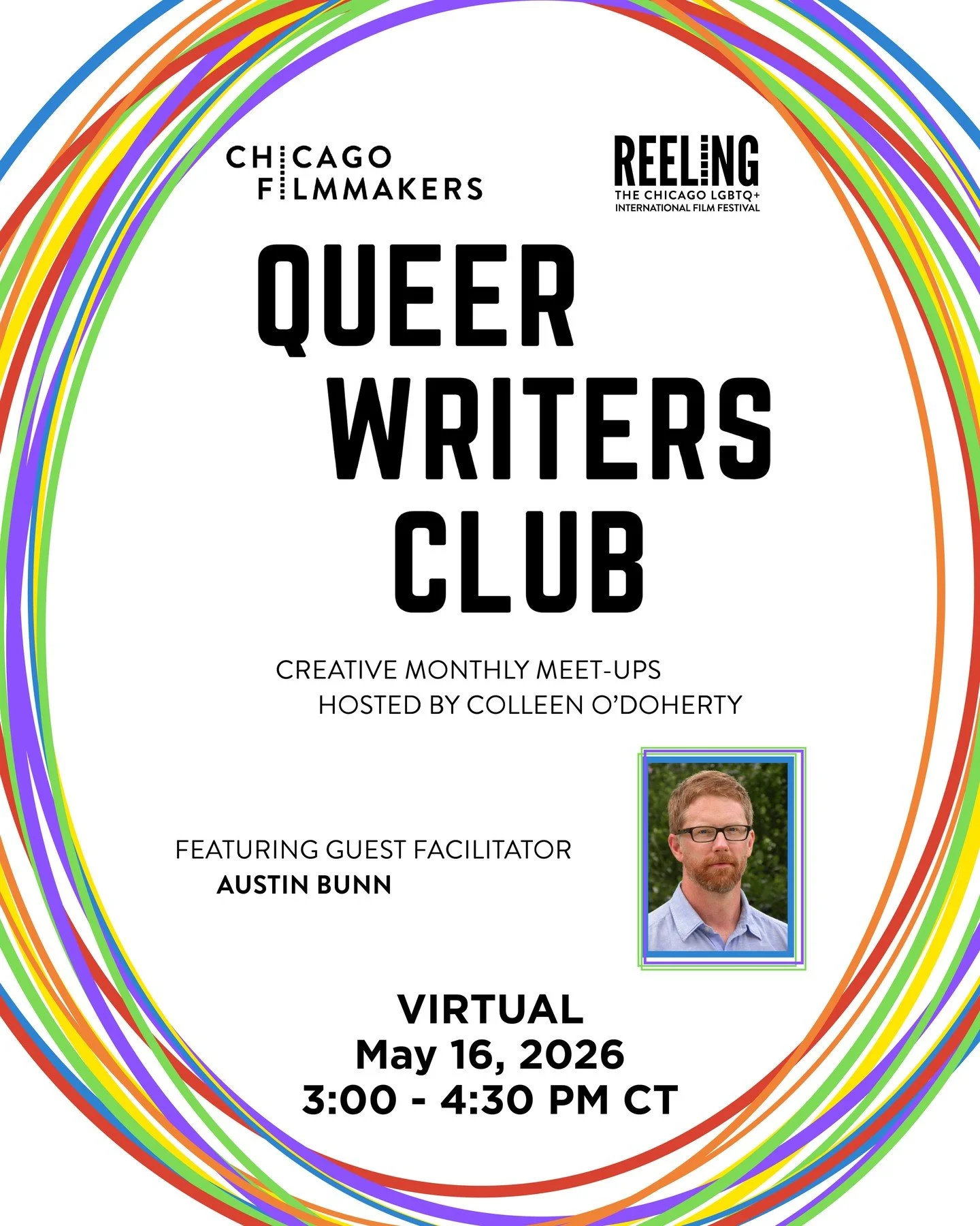 Join us May 16th for our next Queer Writers Club meeting! 🌈✍️⁠
⁠
QWC is pleased to welcome writer, filmmaker, and professor Austin Bunn as a guest facilitator this month! He wrote the script for KILL YOUR DARLINGS (Sony Pictures Classics) with the f