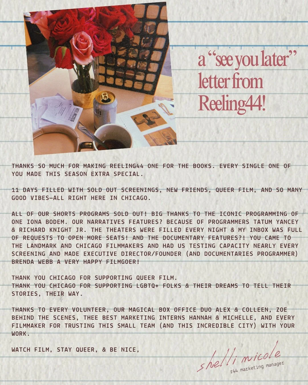 our small crew is sending a big thank you for making Reeling44 one to remember!

keep an eye out here for all things Reeling and Chicago Filmmakers, thanks for supporting queer media!