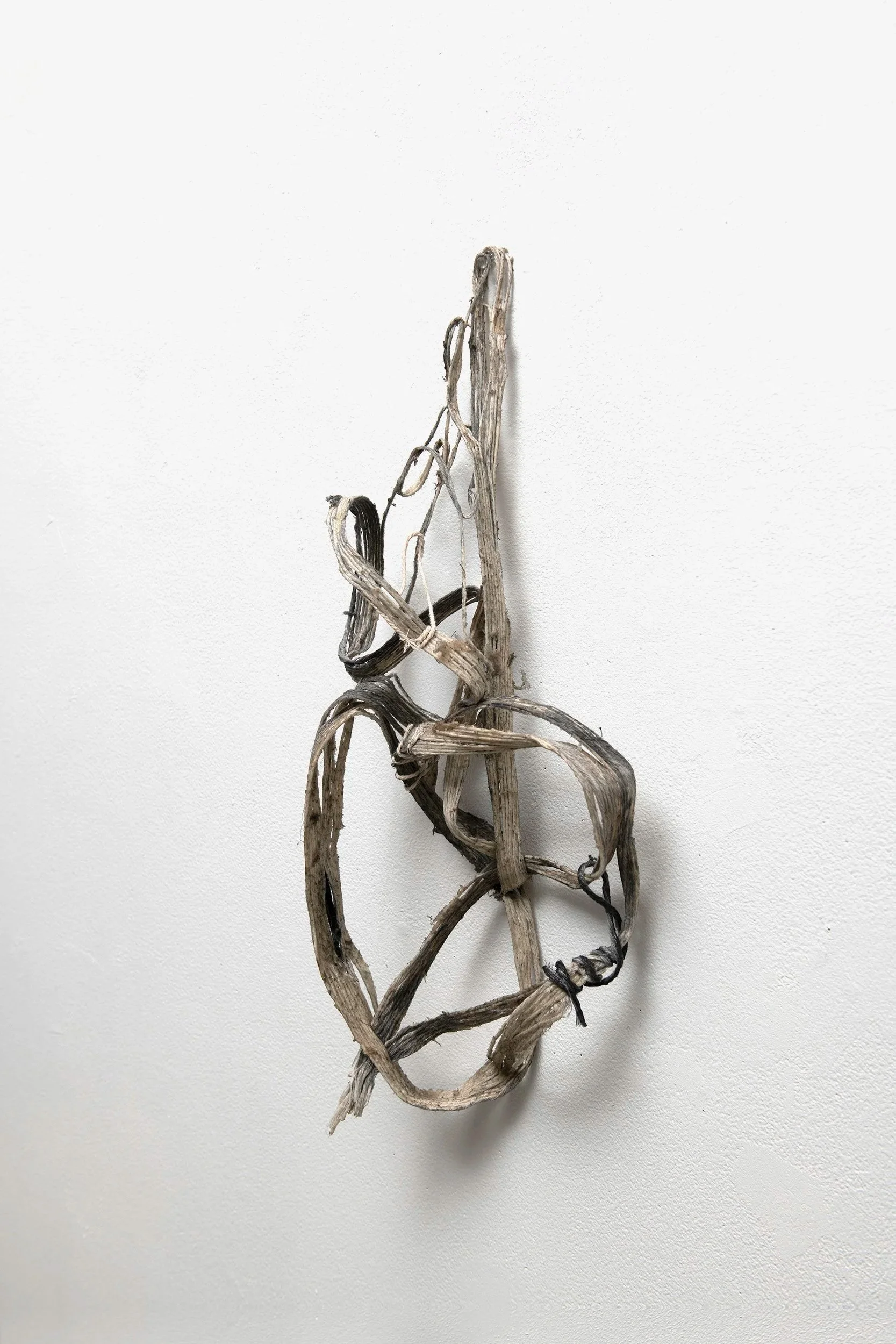   A Silent Knot , 2025 string, graphite, cardboard, wood 18” h x 12” w x 10” d 