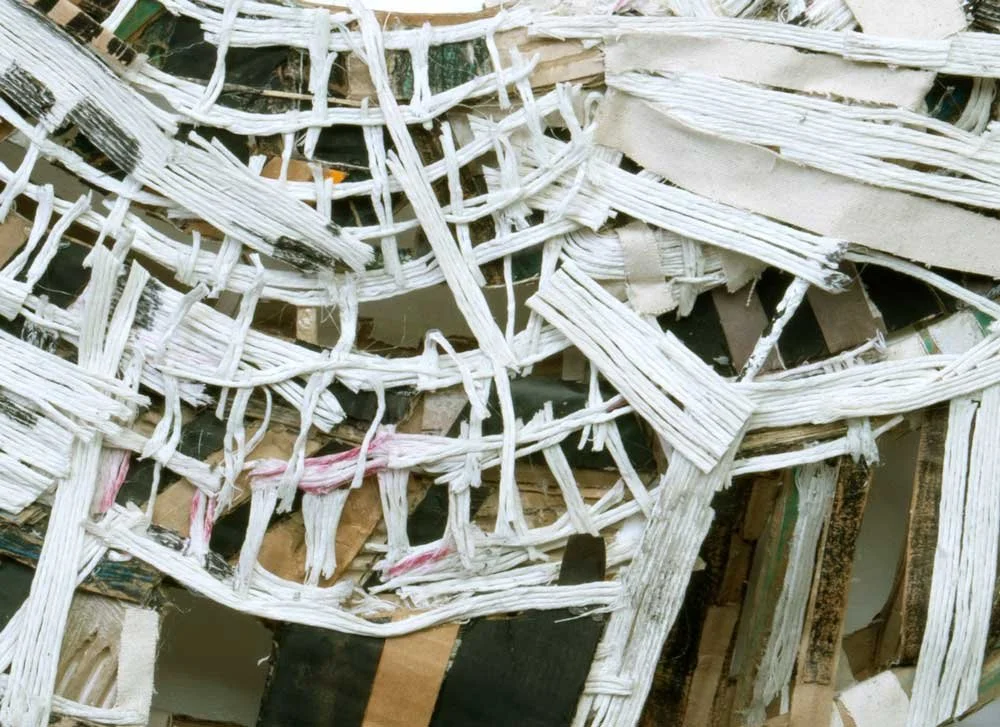   Where I Left The Sky , 2026, detail cardboard, paint, string 36.5” x 23.5 x 4.5” 