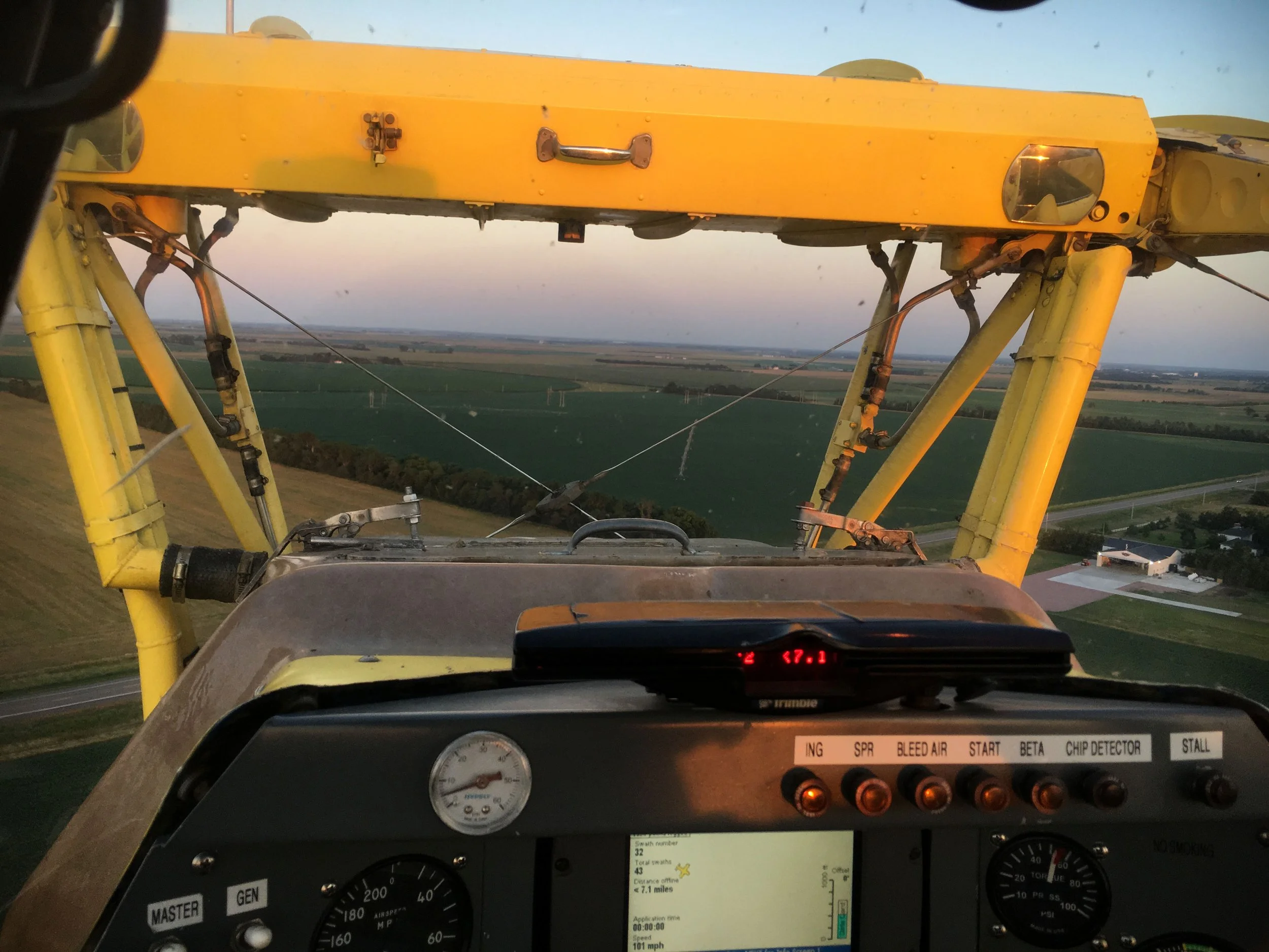 GSD Aerial spray plane dash view while flying