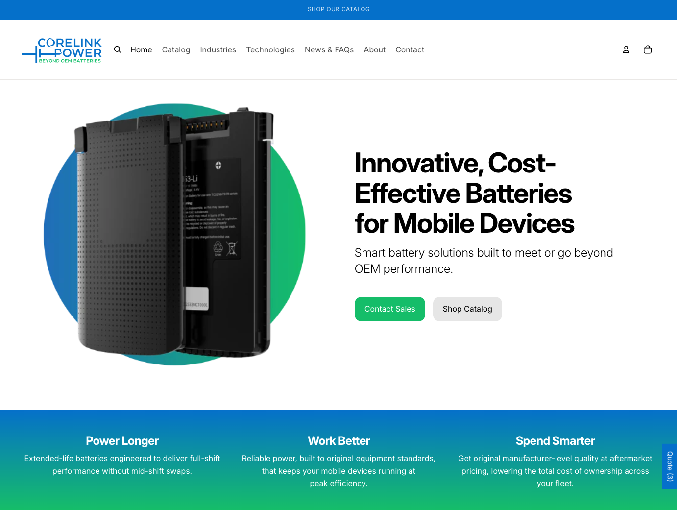 CoreLink Power: Launching a New Aftermarket Battery Brand, Catalog and Website on Shopify