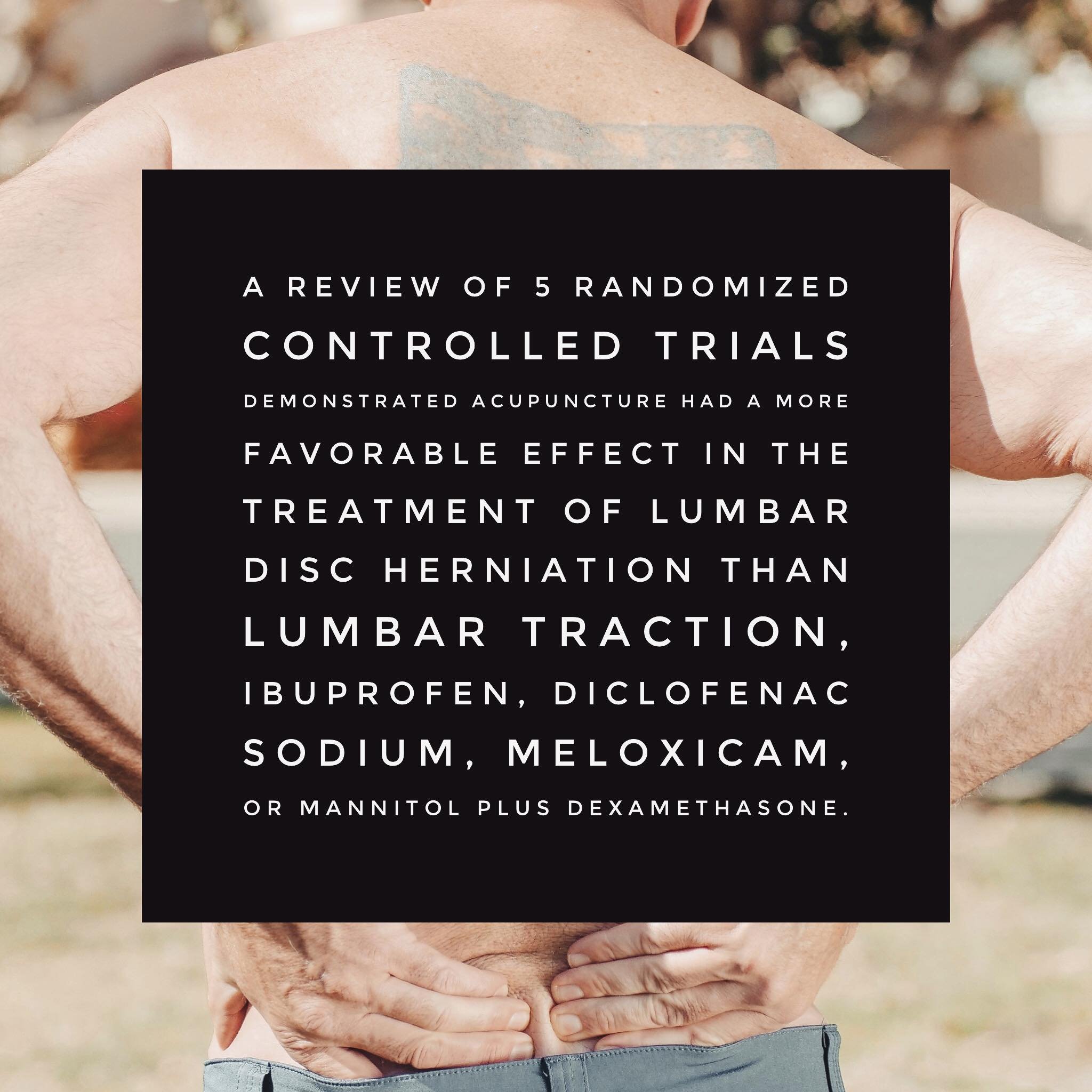 Acupuncture for lumbar disc herniation: a systematic review and meta-analysis. Acupunc Med 2018 Apr;36(2):62-70. doi: 10.1136/acupmed-2016-011332. Epub 2018 Mar 1. #acupuncture #acupunctureforpain #acupuncturefordischerniation #acupunctureforbackpain