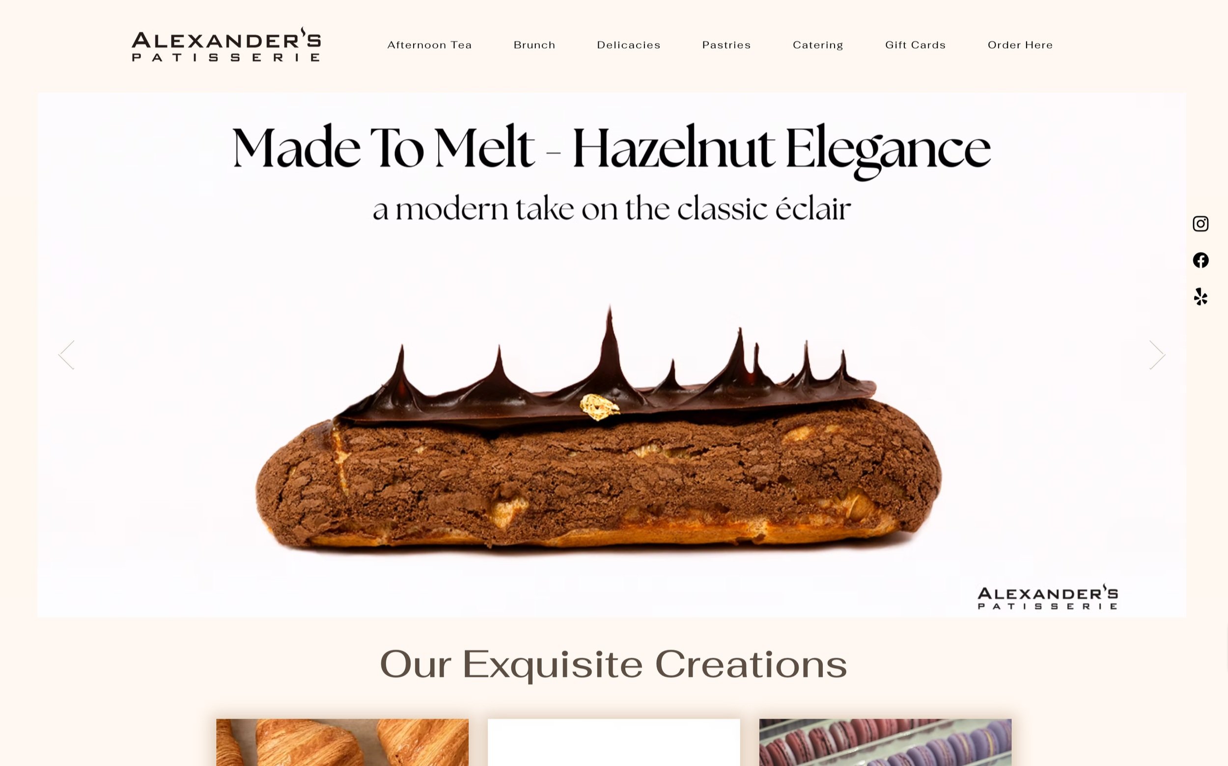 Alexander's Patisserie Website Re-design Case Study