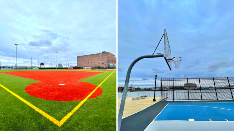 Puopolo Playground in Langone Park with climate-resilient design features