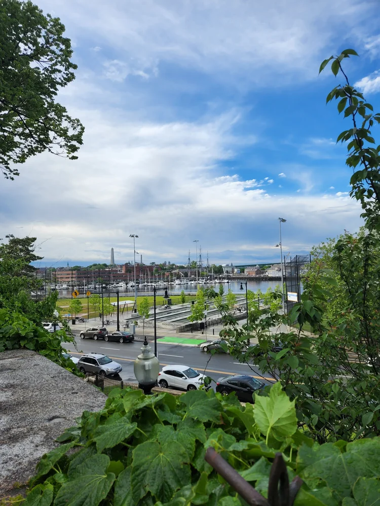 View from Copp's Hill Terrace toward Charlestown and the harbor