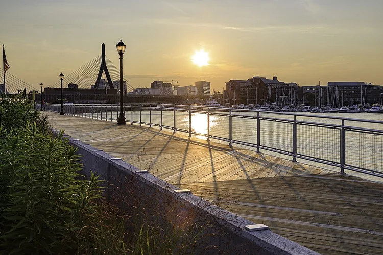 Langone Park at sunset with harbor views