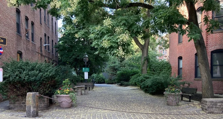 Charter Street Park, a quiet green space in the residential North End