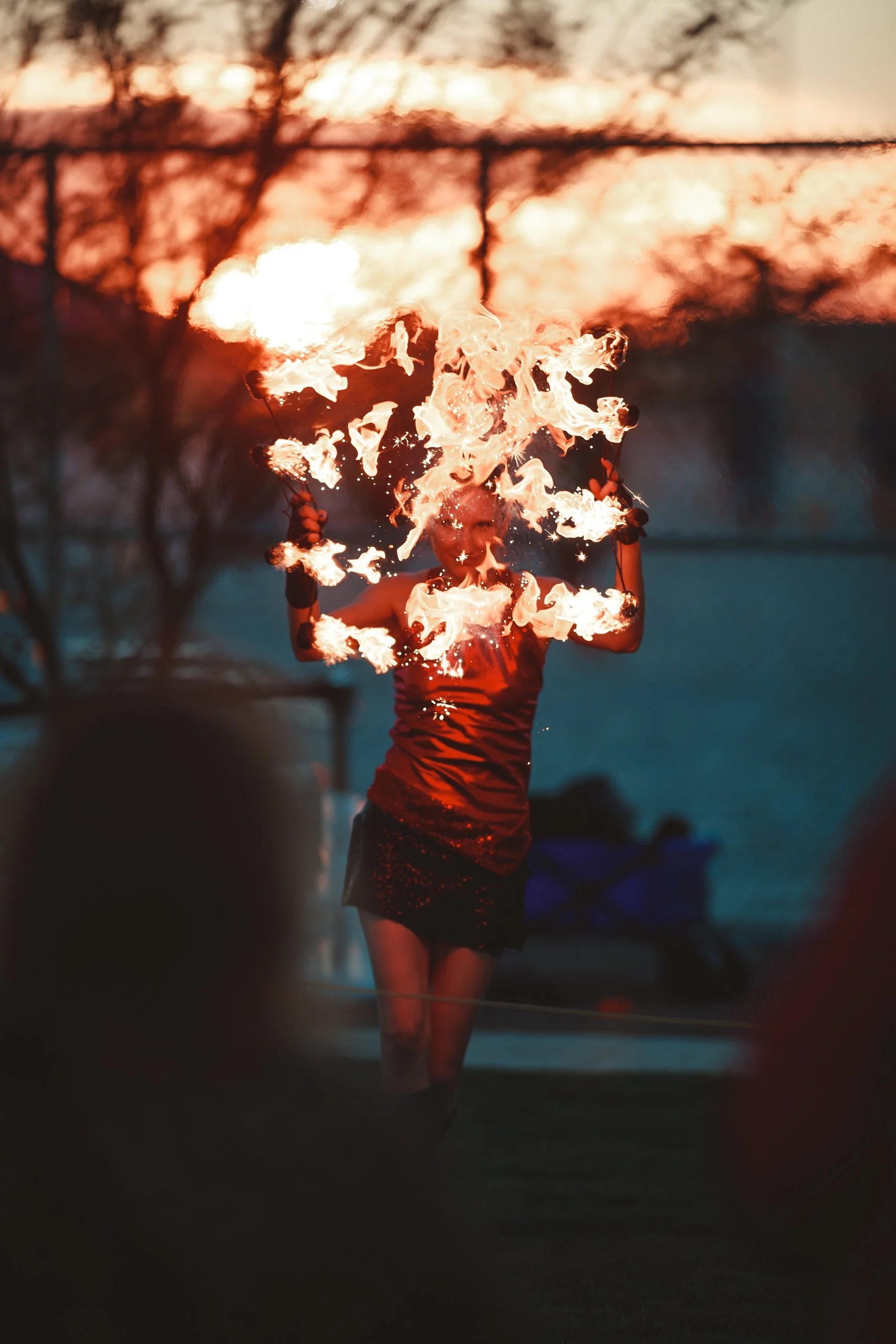 Fire dancer performing