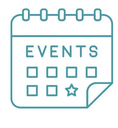 Icon of a calendar with the word 'Events' and a star below it, indicating event planning or scheduling.