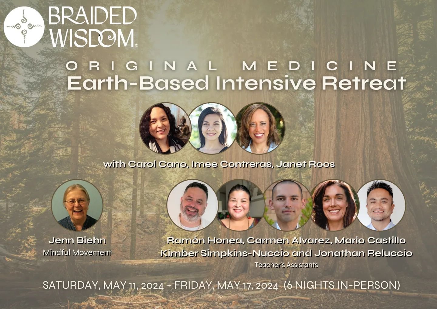 📣📣📣 Registration is now open for Braided Wisdom's inaugural residential experience! 

Original Medicine Earth-Based Intensive Retreat
Saturday, May 11, 2024 to Friday, May 17, 2024
Ben Lomond Quaker Center on Awaswas Land
(Santa Cruz Mountains, CA