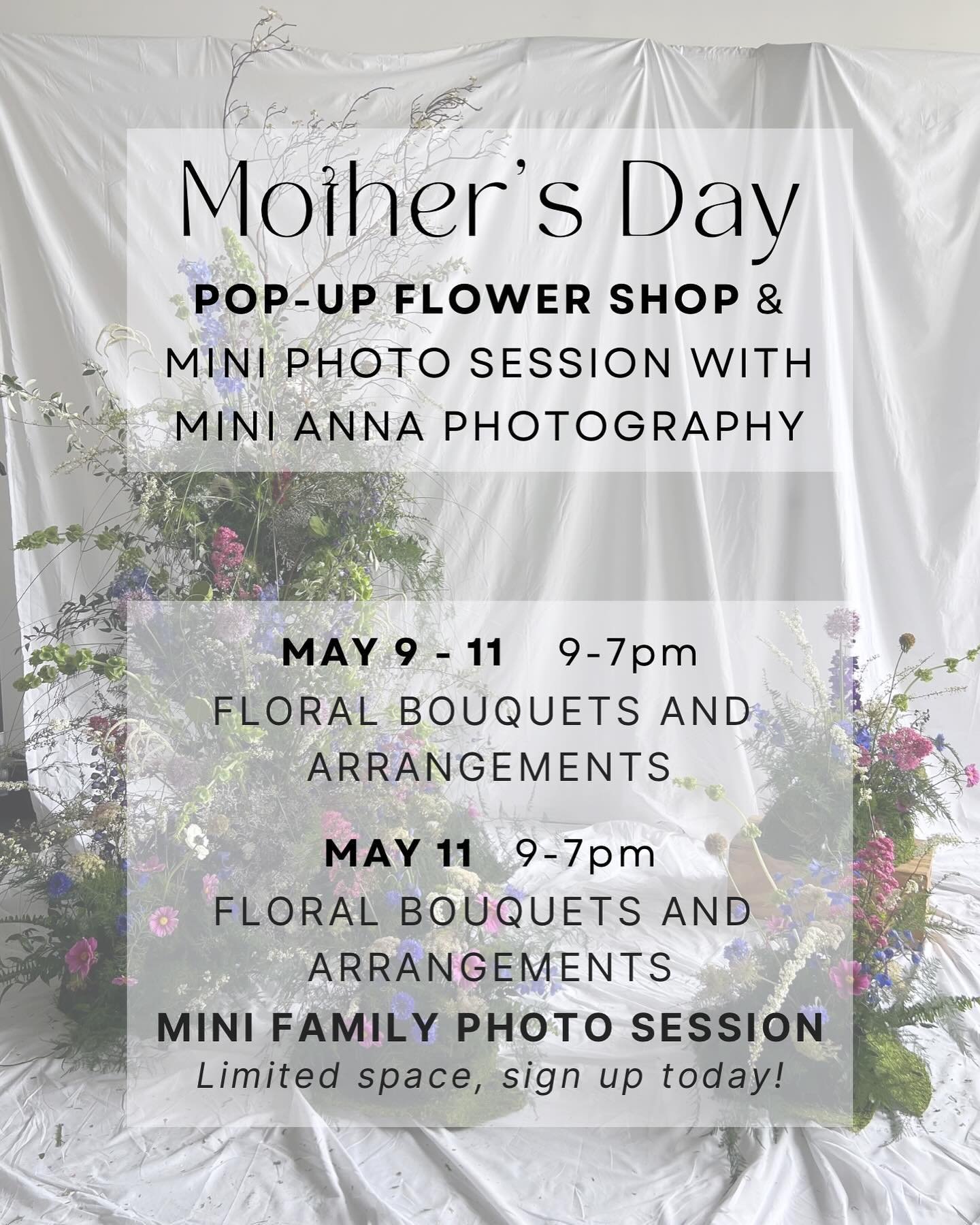 Our pop-up flower shop is back with an exciting collaboration for Mother&rsquo;s Day! 💐

Imagine a set full of flowers, you and your family and one incredibly talented
photographer to capture it all! We are excited to have @minianna.photo in the stu