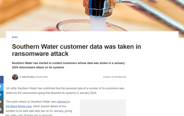 Southern Water customer data was taken in ransomware attack