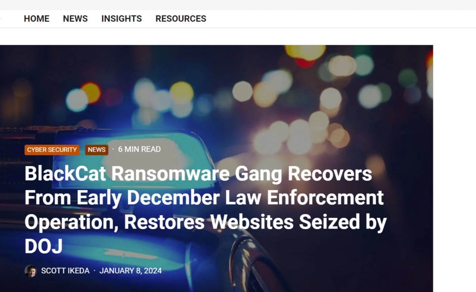 BlackCat Ransomware Gang Recovers From Early December Law Enforcement Operation, Restores Websites Seized by DOJ