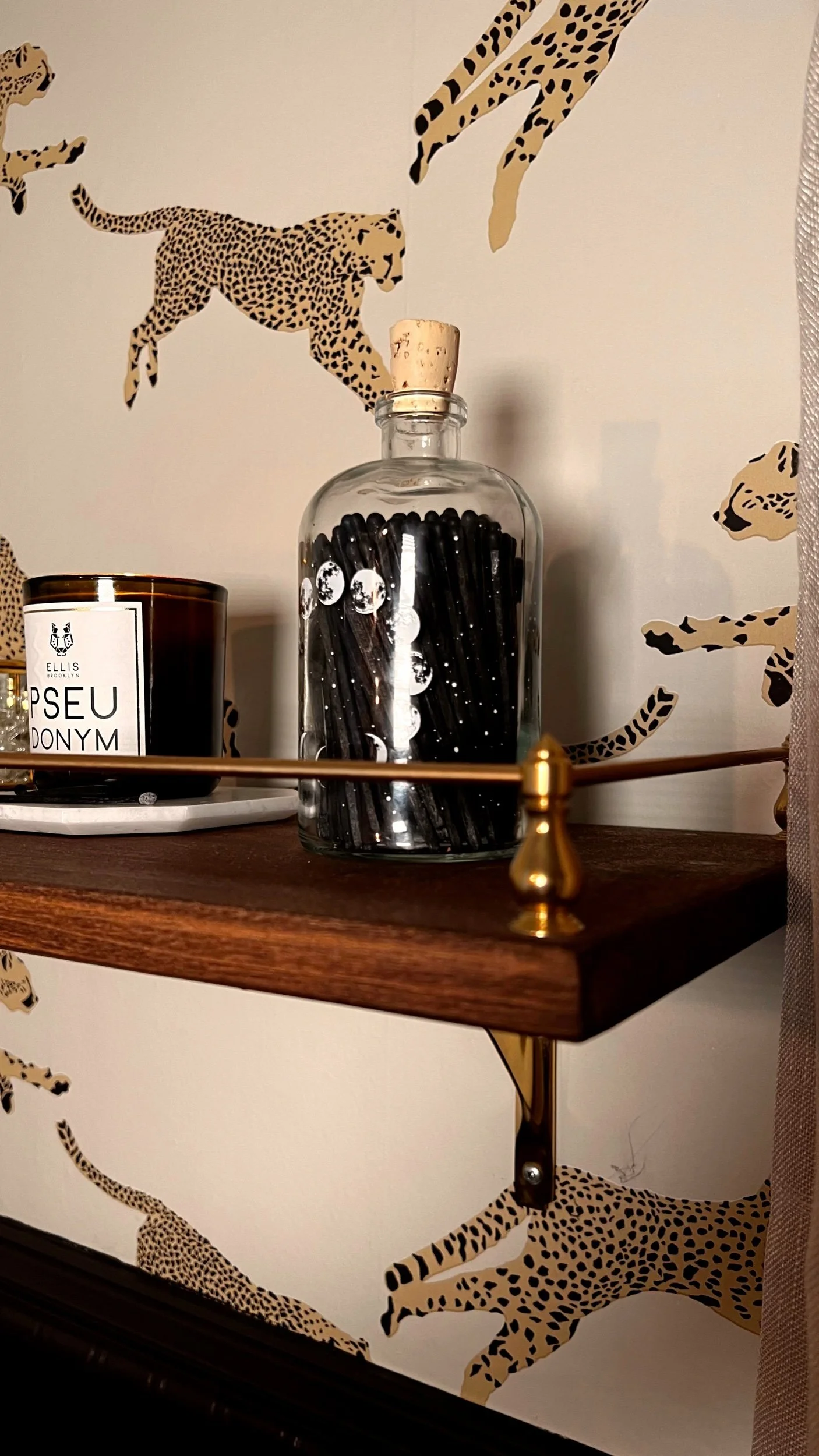DIY: Apartment Bathroom Shelves With A Brass Gallery Rail