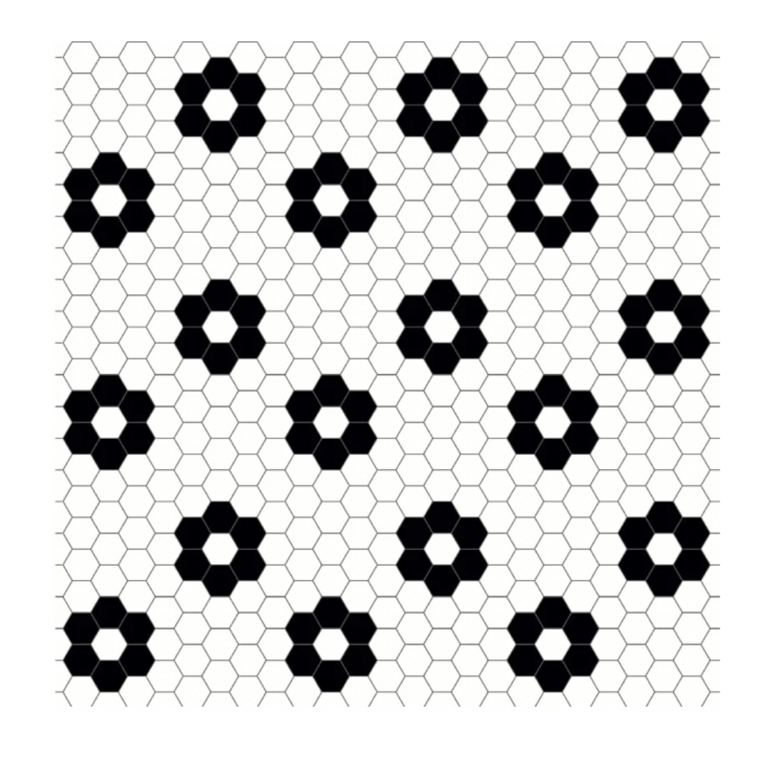 Black and White Hexagon Tile Decals
