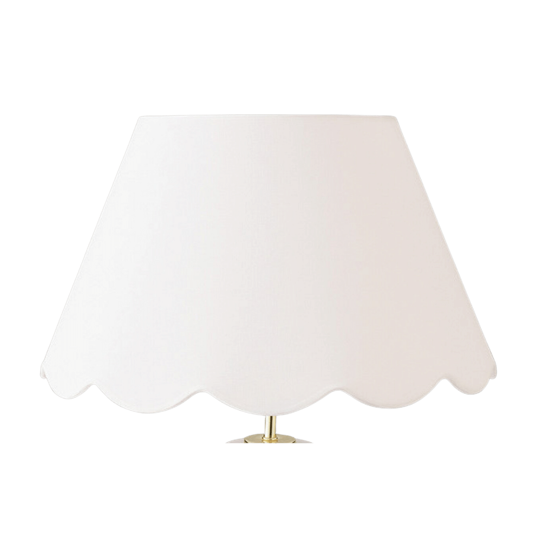 Scalloped Linen Tapered White Table Lamp Shade