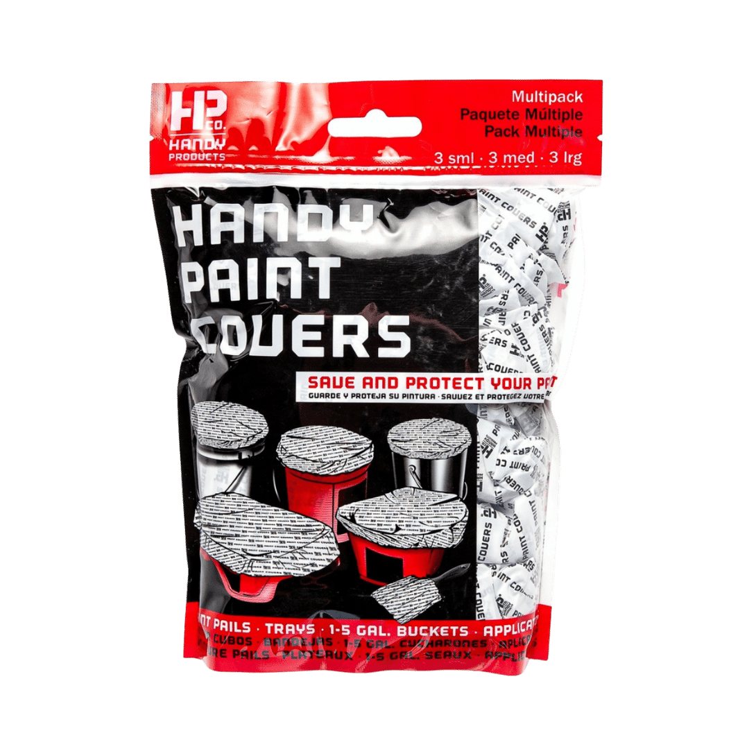 Simply apply paint covers to trays, pails, brushes, and buckets