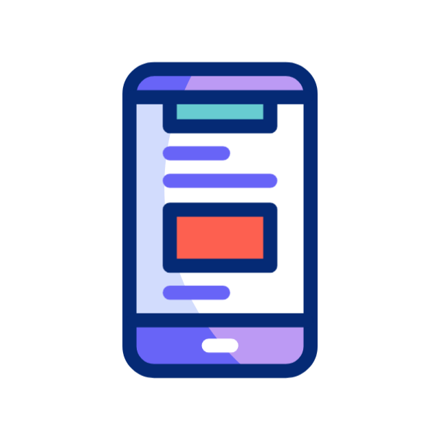 Illustration of a smartphone displaying a chat or messaging app with various text bubbles and a red notification or alert box.