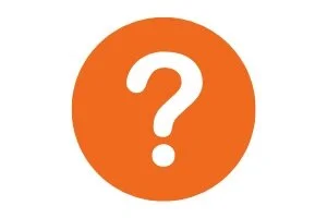 orange circle with a white question mark in the middle