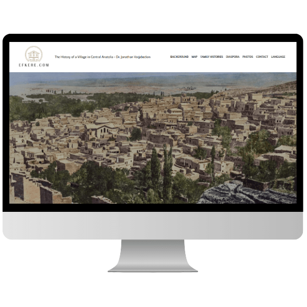 screenshot of the home page for the Efkere Squarespace website