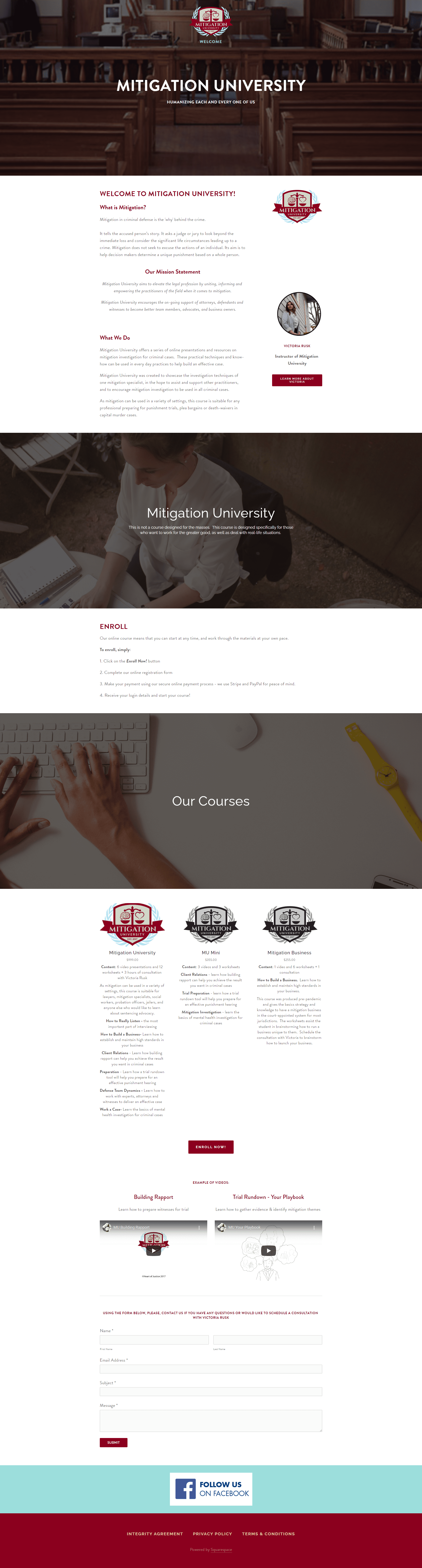 Screenshot of the Mitigation University online legal education and criminal defence resources website, designed by Hot Lizard Designs.