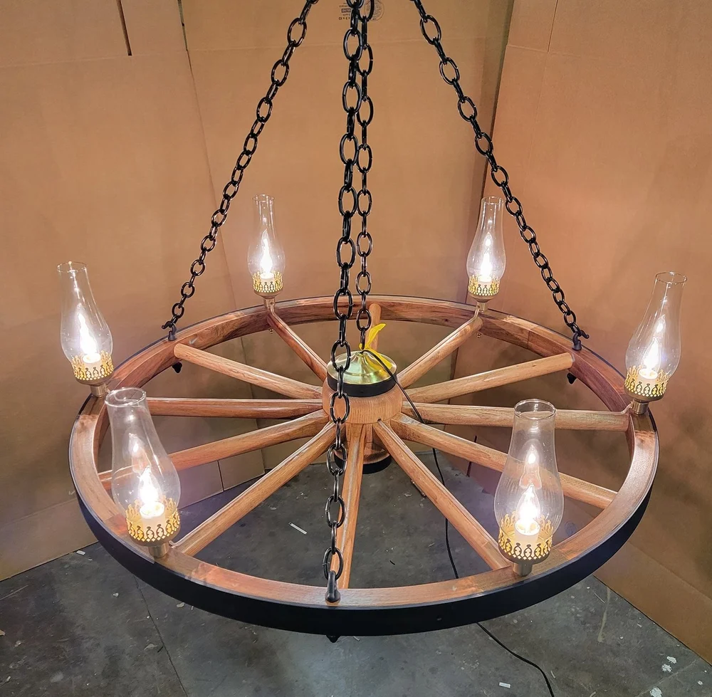 Wagon Wheel Chandeliers —