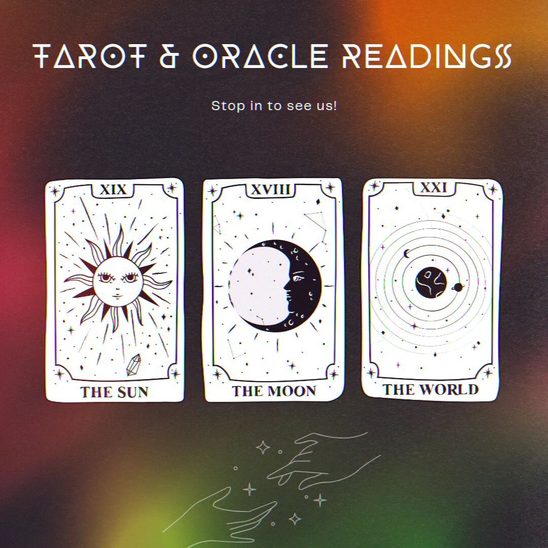 ☀️ TODAY  11-4pm ☀️⁣
⁣
Oracle Readings by Jazzy Vanover⁣
⁣
&amp;⁣
⁣
Tarot Readings by Elizabeth Redding⁣
⁣
Both ladies have openings today! Stop by and sign up to get your reading!