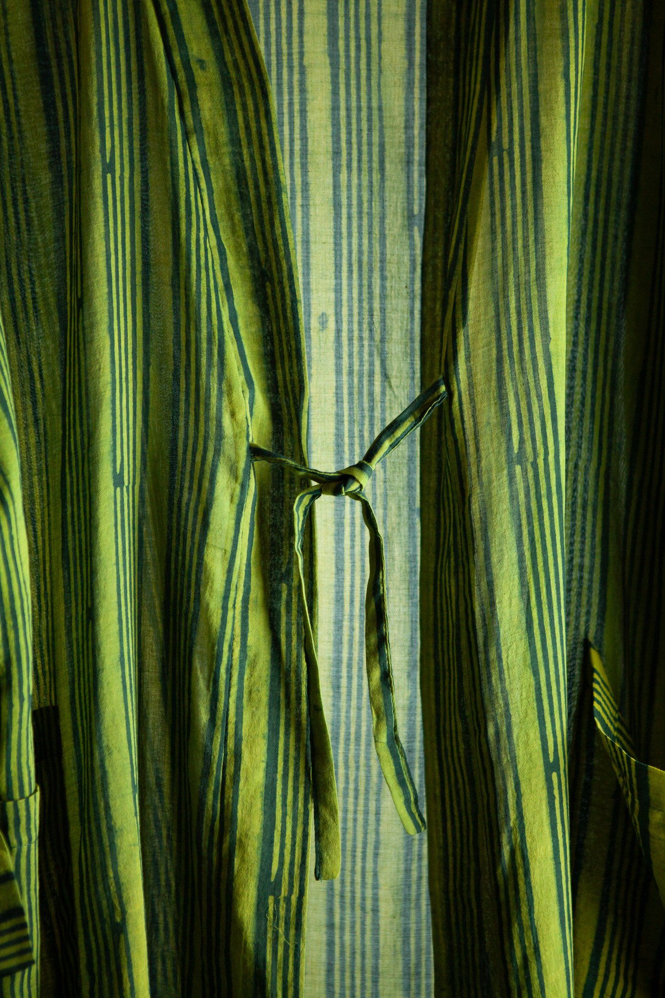 Ajrakh Green Stripes Bathrobe