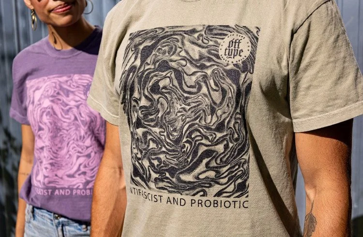 T Shirt - Antifascist & Probiotic - Black/Blue/Khaki/Purple [PRESALE]
