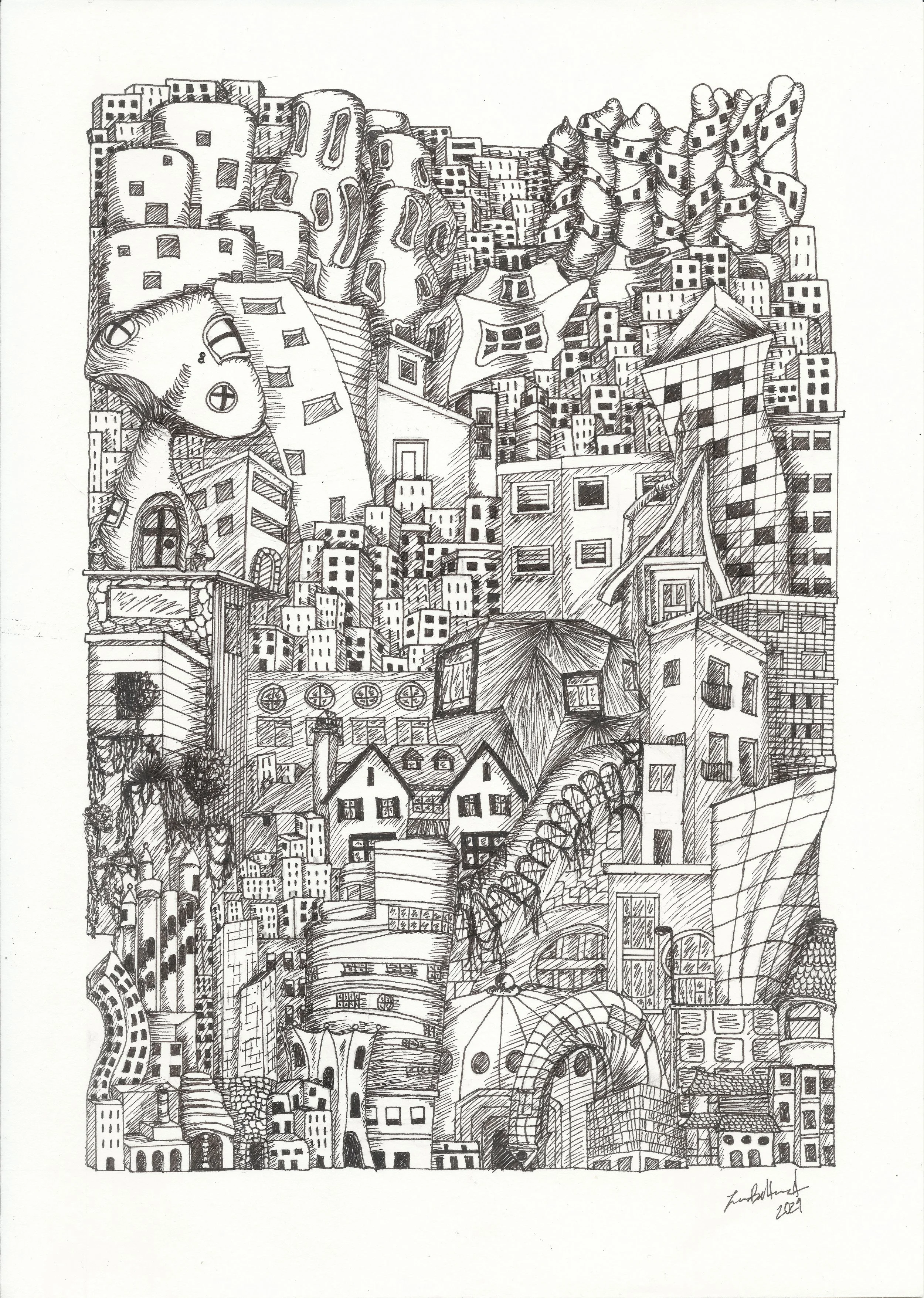 Nowhere Serie 1/3; 
Caneta Tinta da China; 
210 x 297 mm