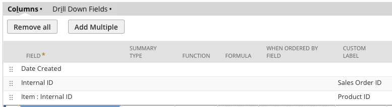 NetSuite Search Configuration