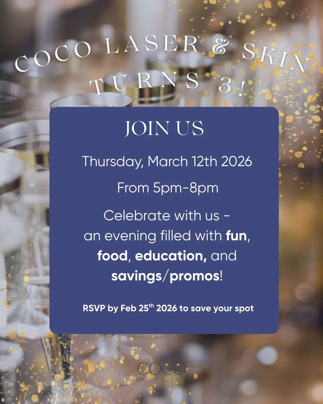 COCO IS TURNING 3 and the RSVP list is filling up fast. 🎉⁠
⁠
If you&rsquo;ve been meaning to pop in, meet the team, ask questions, or finally figure out what your skin actually needs, this is your moment. Our birthday party is the kind of event wher