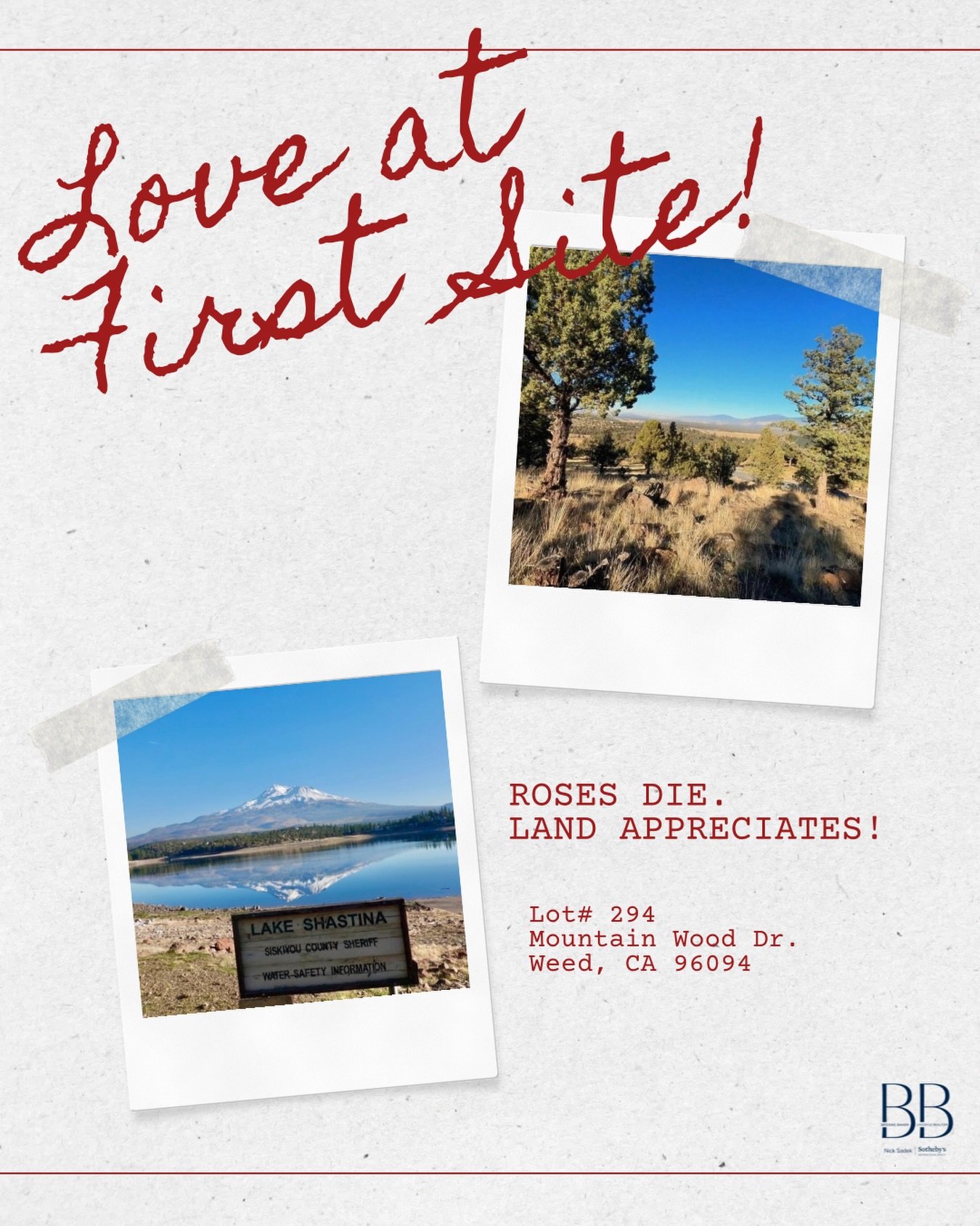 Building equity and your dream home: Priceless💗🏡

.4 acres of pure potential mountain views, pine trees, and endless possibilities near Lake Shasta.
📍Lot 294, Mountain Wood Dr., Weed, CA 96094 | Offered at $17,500 | .4 acres | City Utilities - Wat