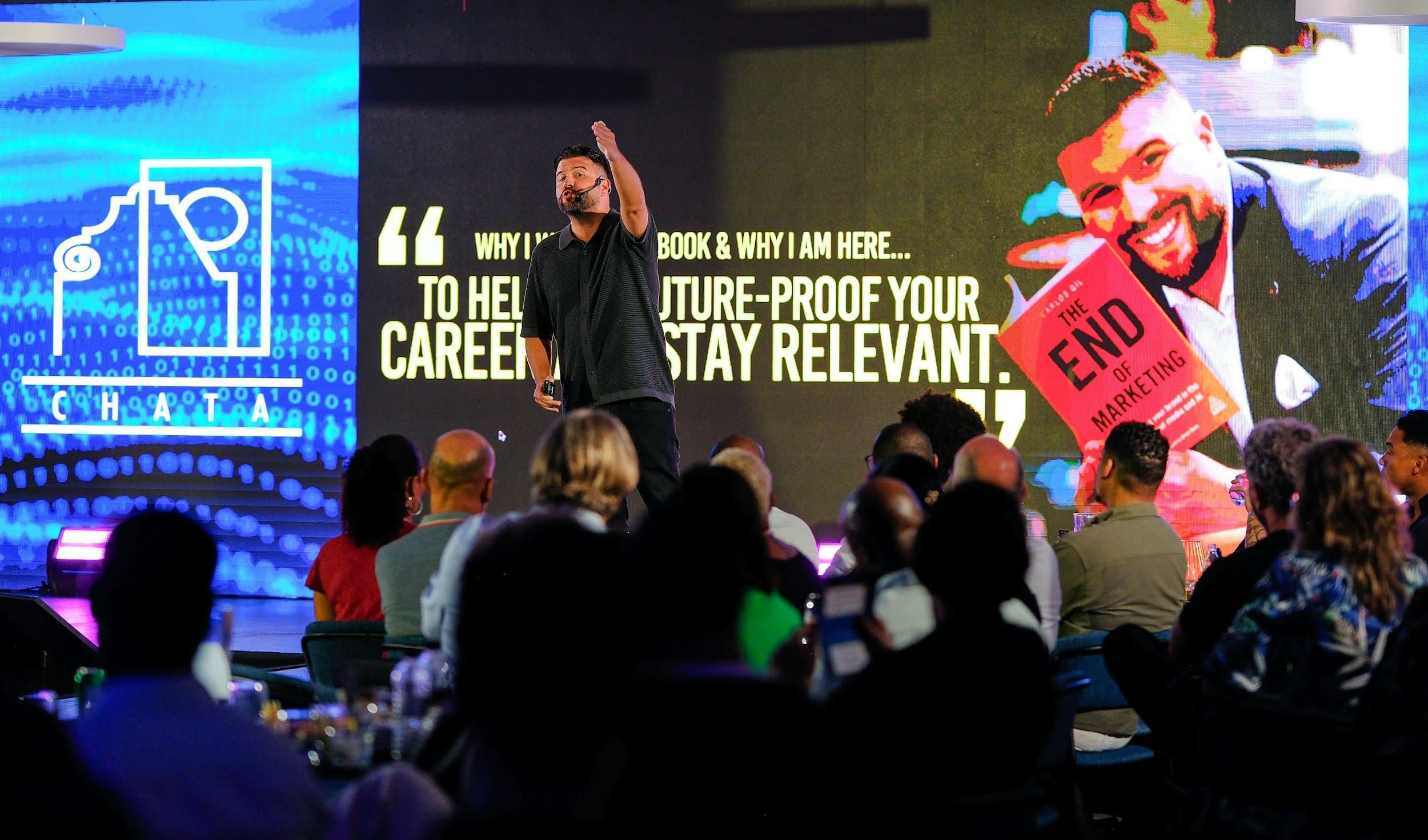 Speaker on stage at event