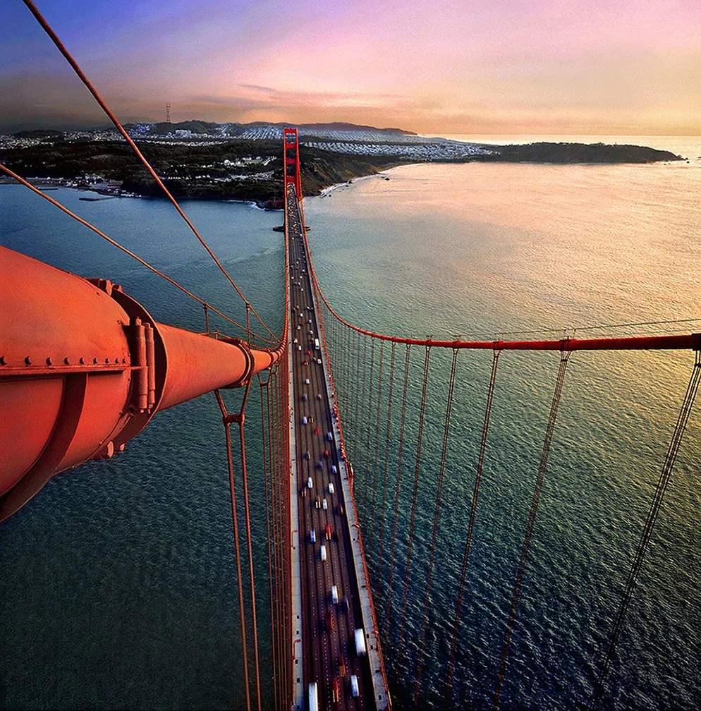 Golden Gate Bridge (atop north tower) - 1993 - San Francisco, California - Hasselblad 500 CM -  client: Pacific Gas & Electric