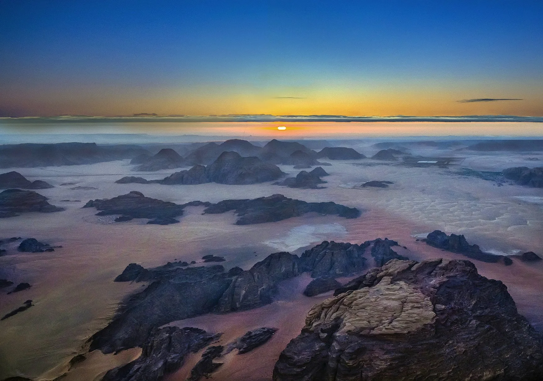 Hot Air Balloon flight over Wadi Rum at sunrise - Jordan 2024