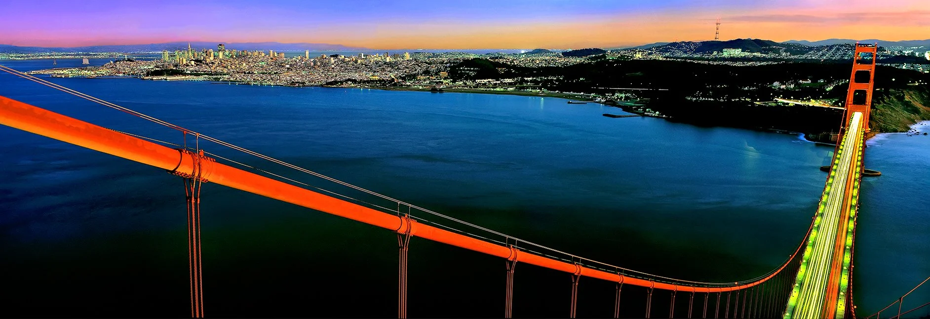 Golden Gate Bridge - atop north tower at sunset - San Francisco, California  1993 -  Fuji GS6X17