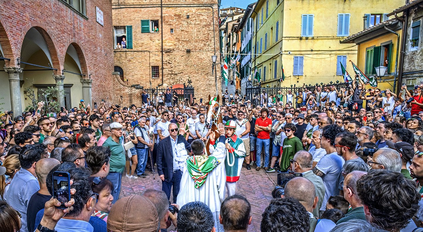 Priest blessing of the Horse - Oca Contrada - Palio race day - Siena, Italy 2024
