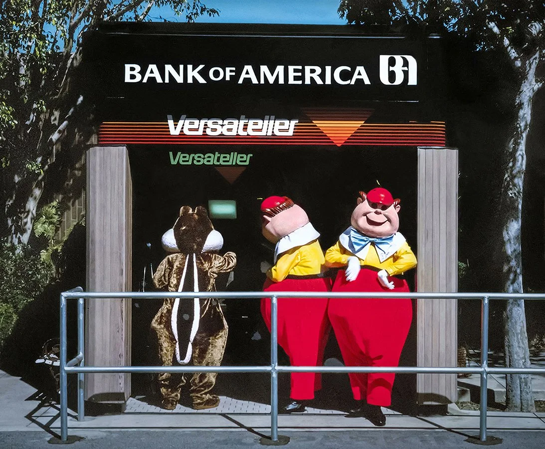 Tweedle Dum & Tweedle Dee at Bank of America Versateller - Disneyland - Anaheim, California 1982 - client:  Bank of America