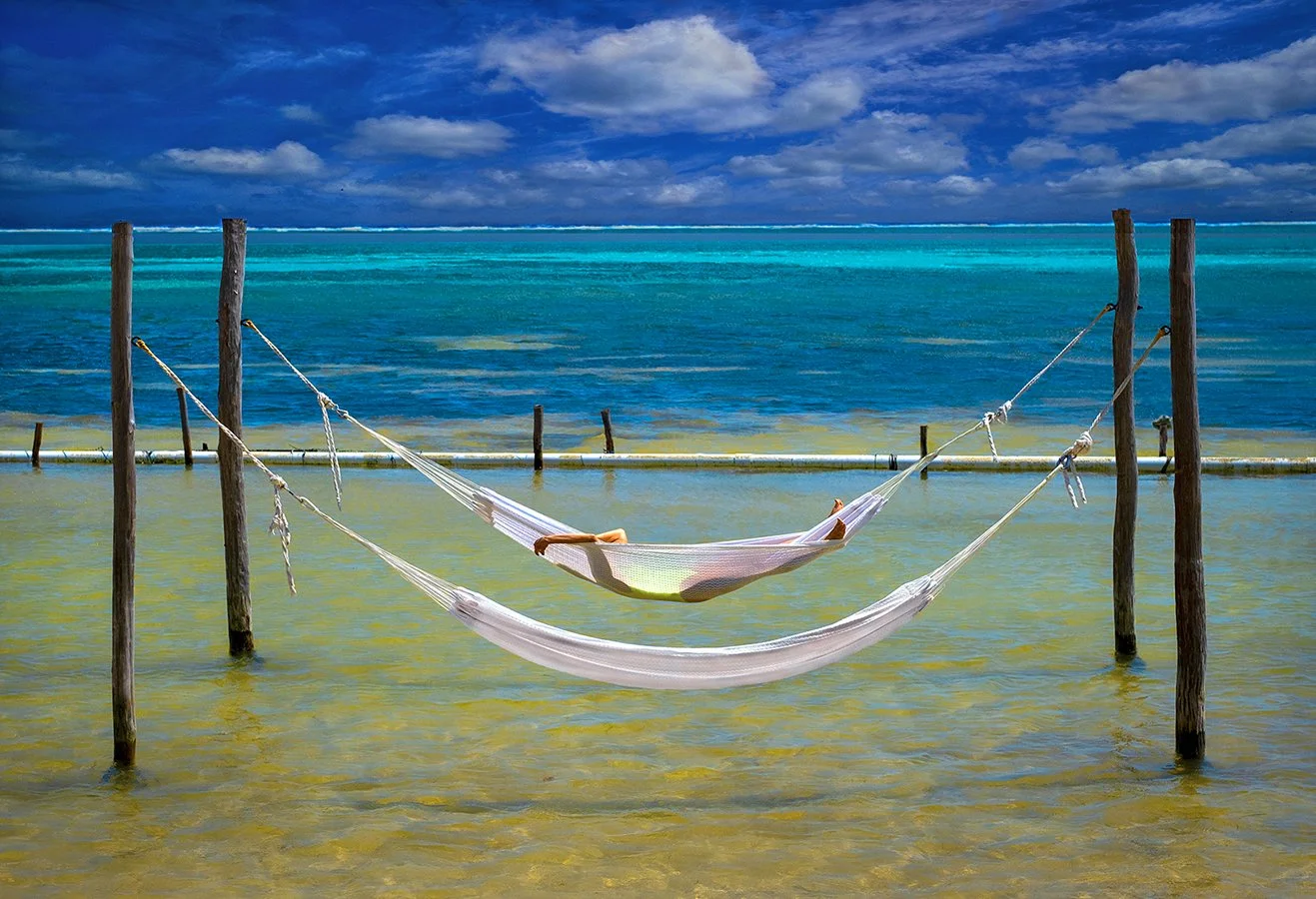 Raffi & the hammocks - Caribbean Sea - Ambergris Kaye, Belize 2024