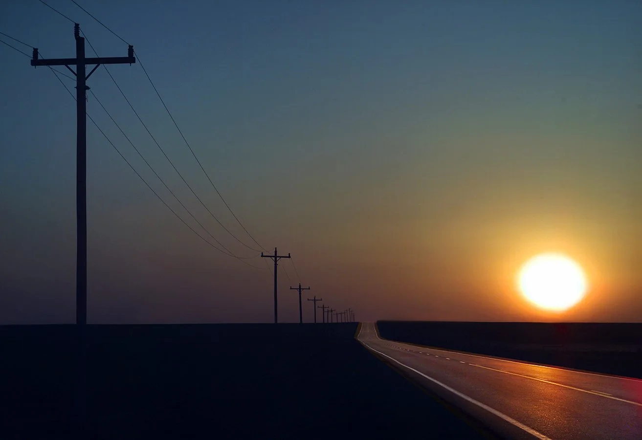 Sunset while on assignment for DOE - somewhere in central Oklahoma covering carbon sequestration research in the wheatfields of Oklahoma - Earth Sciences LBNL 2003 - client: US Dept. of Energy 