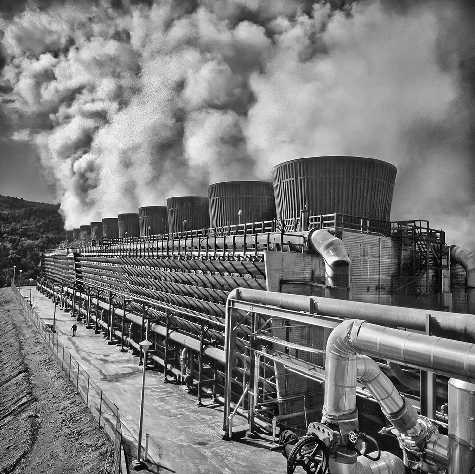 PG&E Geothermal power plant cooling towers at the Geysers - Sonoma County, California 1993 - Hasselblad 500cm - client: Pacific Gas & Electric