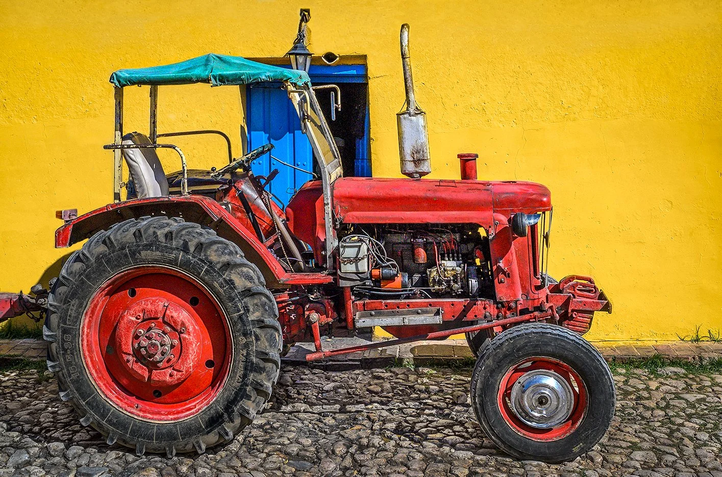 Red Tractor - early morning streets of Trinidad, Cuba 2019
